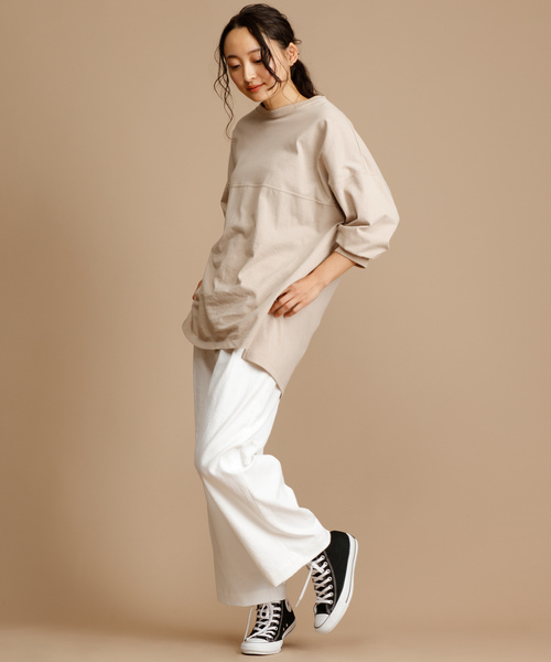 Munich（ミューニック）の「度詰天竺カットソーパフスリーブビッグプルオーバー（Tシャツ/カットソー・レディース・ホワイト/ベージュ/ブラウン/ダークグレー・FREE）」の7枚目の写真