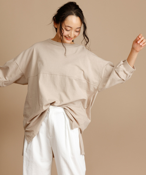 Munich（ミューニック）の「度詰天竺カットソーパフスリーブビッグプルオーバー（Tシャツ/カットソー・レディース・ホワイト/ベージュ/ブラウン/ダークグレー・FREE）」の8枚目の写真