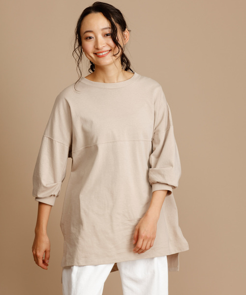 Munich（ミューニック）の「度詰天竺カットソーパフスリーブビッグプルオーバー（Tシャツ/カットソー・レディース・ホワイト/ベージュ/ブラウン/ダークグレー・FREE）」の9枚目の写真