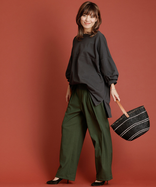 Munich（ミューニック）の「度詰天竺カットソーパフスリーブビッグプルオーバー（Tシャツ/カットソー・レディース・ホワイト/ベージュ/ブラウン/ダークグレー・FREE）」の20枚目の写真