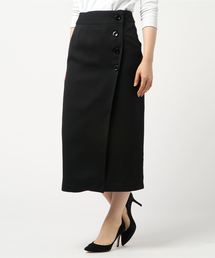 (日本製)リネンライクフロントボタン付タイトスカート