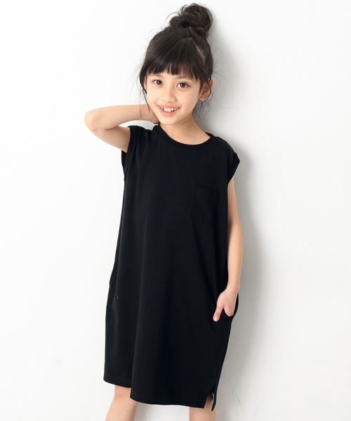 devirock（デビロック）の「ボックスタンクワンピース（ワンピース・キッズ・ブラック/ホワイト/モカ/スモークピンク/ラベンダー/ベージュ・110cm/150cm/140cm/120cm/160cm/100cm/130cm）」の3枚目の写真