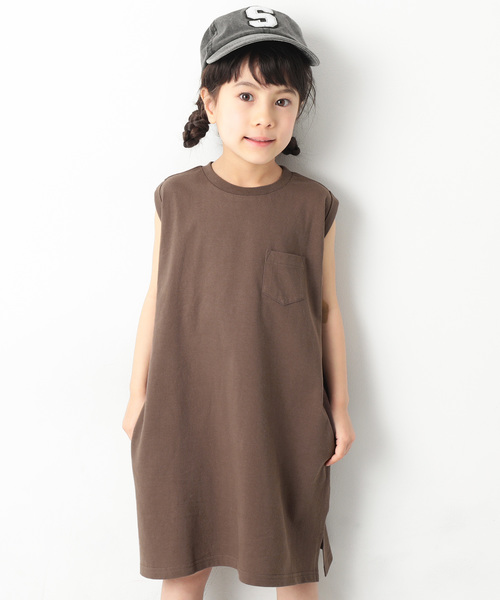 devirock（デビロック）の「ボックスタンクワンピース（ワンピース・キッズ・ブラック/ホワイト/モカ/スモークピンク/ラベンダー/ベージュ・110cm/150cm/140cm/120cm/160cm/100cm/130cm）」の4枚目の写真