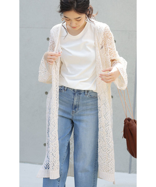 Gready Brilliant（グレディブリリアン）の「柄編みニットCD（カーディガン/ボレロ・レディース・ブラック/ベージュ・38）」の2枚目の写真