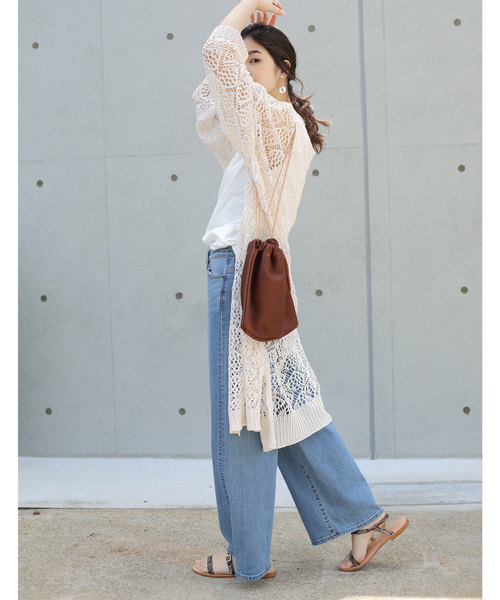 Gready Brilliant（グレディブリリアン）の「柄編みニットCD（カーディガン/ボレロ・レディース・ブラック/ベージュ・38）」の4枚目の写真