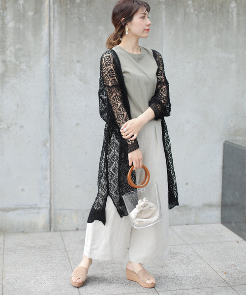 Gready Brilliant（グレディブリリアン）の「柄編みニットCD（カーディガン/ボレロ・レディース・ブラック/ベージュ・38）」の5枚目の写真