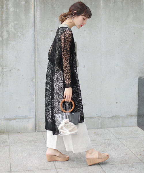 Gready Brilliant（グレディブリリアン）の「柄編みニットCD（カーディガン/ボレロ・レディース・ブラック/ベージュ・38）」の6枚目の写真