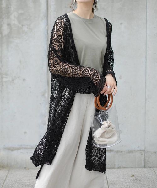 Gready Brilliant（グレディブリリアン）の「柄編みニットCD（カーディガン/ボレロ・レディース・ブラック/ベージュ・38）」の9枚目の写真