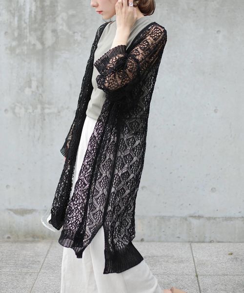 Gready Brilliant（グレディブリリアン）の「柄編みニットCD（カーディガン/ボレロ・レディース・ブラック/ベージュ・38）」の10枚目の写真