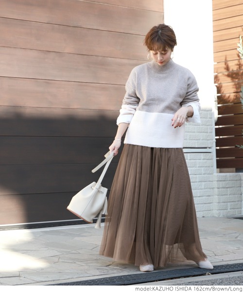 coca（coca）（コカ）の「長さ選べる上品カラーチュールスカート(LONG)（スカート・レディース・ブラック/ベージュ/パープル/ブラウン/ライトグレー/アイボリー/ラベンダー/チャコールグレー・LONG/ONE SIZE）」の16枚目の写真