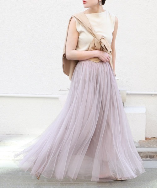 coca（coca）（コカ）の「長さ選べる上品カラーチュールスカート(LONG)（スカート・レディース・ブラック/ベージュ/パープル/ブラウン/ライトグレー/アイボリー/ラベンダー/チャコールグレー・LONG/ONE SIZE）」の21枚目の写真