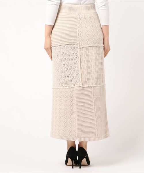 archives（アルシーヴ）の「【SETUPにも】パッチワークケーブルスカート（スカート・レディース・ベージュ/ブラウン/ピンクベージュ・MEDIUM）」の5枚目の写真