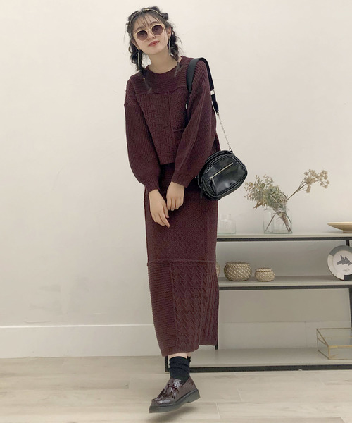 archives（アルシーヴ）の「【SETUPにも】パッチワークケーブルスカート（スカート・レディース・ベージュ/ブラウン/ピンクベージュ・MEDIUM）」の16枚目の写真