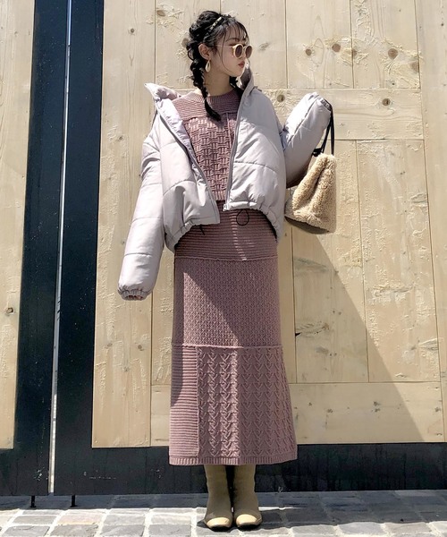 archives（アルシーヴ）の「【SETUPにも】パッチワークケーブルスカート（スカート・レディース・ベージュ/ブラウン/ピンクベージュ・MEDIUM）」の14枚目の写真