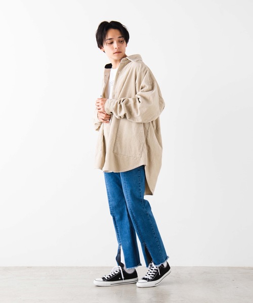 WEGO（ウィゴー）の「WEGO/コーデュロイロングシャツ（シャツ/ブラウス・メンズ・ベージュ/アイボリー/ライトピンク・MEDIUM/LARGE）」の8枚目の写真