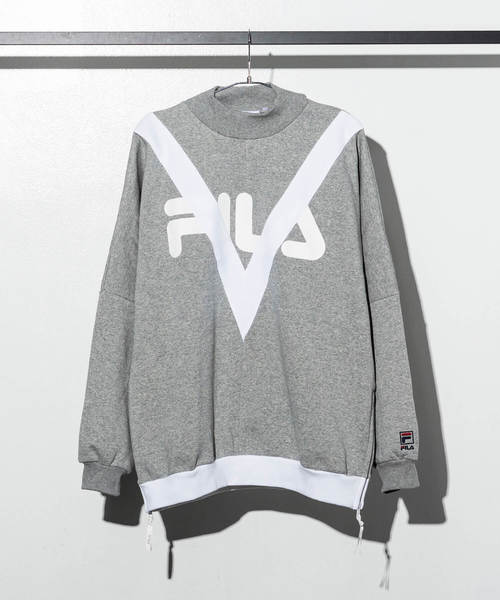 FILA HERITAGE(フィラヘリテージ)の「FILA(フィラ)モックネックシャツ(Tシャツ/カットソー・メンズ・ホワイト/ブラック/グレー/オレンジ・M/S/L)」の1枚目の写真