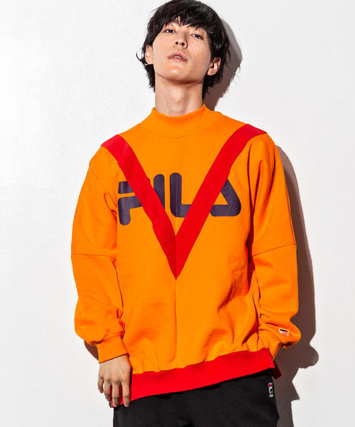 FILA HERITAGE(フィラヘリテージ)の「FILA(フィラ)モックネックシャツ(Tシャツ/カットソー・メンズ・ホワイト/ブラック/グレー/オレンジ・M/S/L)」の4枚目の写真