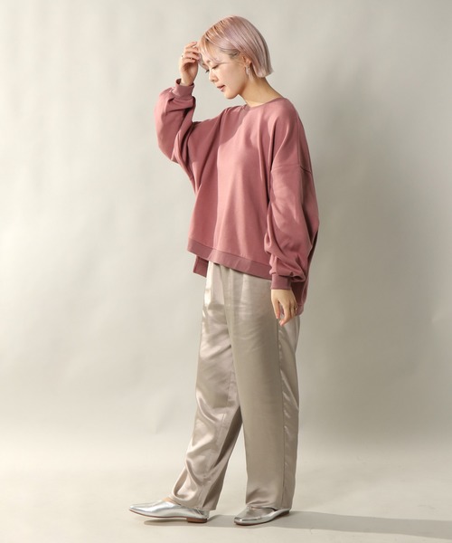 notch.(ノッチ)の「ビッグシルエットトップス(スウェット・レディース・ブラック/ベージュ/オフホワイト/ピンク/モカ・M)」の8枚目の写真