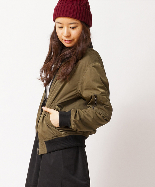 WEGO（ウィゴー）の「WEGO/リバーシブルMA－1（ミリタリージャケット・レディース・ブラック/カーキ・FREE）」の3枚目の写真