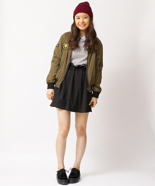 WEGO（ウィゴー）の「WEGO/リバーシブルMA－1（ミリタリージャケット・レディース・ブラック/カーキ・FREE）」の5枚目の写真