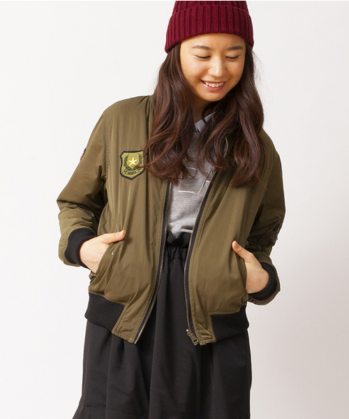 WEGO（ウィゴー）の「WEGO/リバーシブルMA－1（ミリタリージャケット・レディース・ブラック/カーキ・FREE）」の10枚目の写真