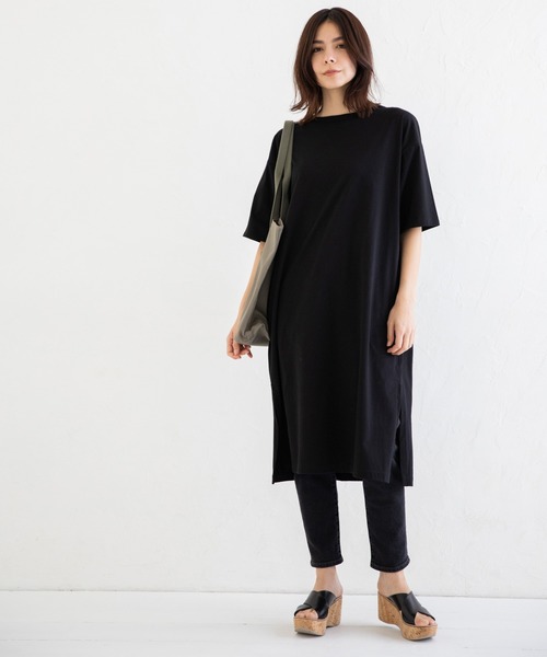 Munich(ミューニック)の「タンブラードライソフトジャージー 2WAYシャーリングTシャツワンピース(ワンピース・レディース・ホワイト/ブラック/ダークグレー/ライトベージュ・FREE)」の16枚目の写真