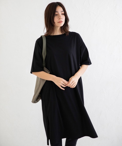 Munich(ミューニック)の「タンブラードライソフトジャージー 2WAYシャーリングTシャツワンピース(ワンピース・レディース・ホワイト/ブラック/ダークグレー/ライトベージュ・FREE)」の21枚目の写真