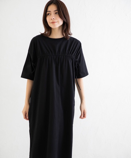 Munich(ミューニック)の「タンブラードライソフトジャージー 2WAYシャーリングTシャツワンピース(ワンピース・レディース・ホワイト/ブラック/ダークグレー/ライトベージュ・FREE)」の17枚目の写真