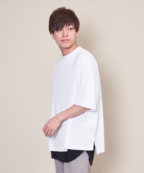 CASPER JOHN(キャスパージョン)の「Over Mocc-neck Big T-shirts/オーバーモックネックビッグTシャツ(Tシャツ/カットソー・メンズ・ホワイト/ブルー・マルチサイズ)」の14枚目の写真