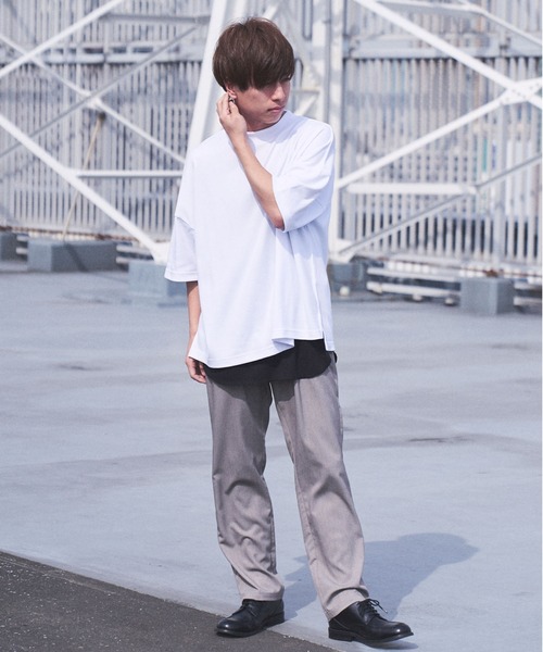 CASPER JOHN(キャスパージョン)の「Over Mocc-neck Big T-shirts/オーバーモックネックビッグTシャツ(Tシャツ/カットソー・メンズ・ホワイト/ブルー・マルチサイズ)」の9枚目の写真