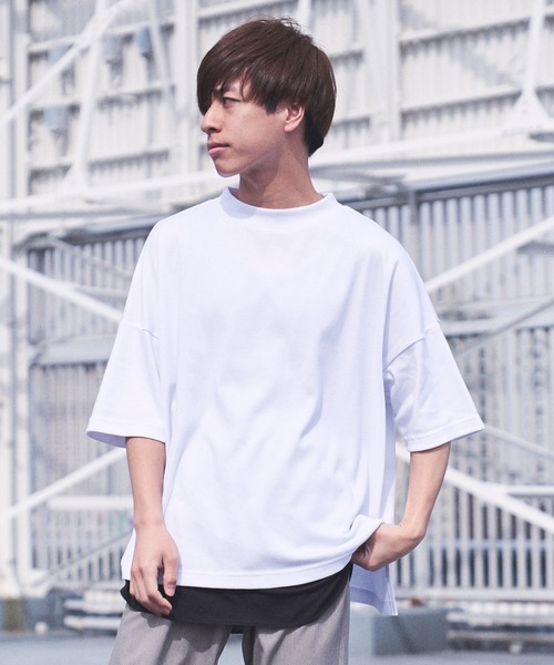 CASPER JOHN(キャスパージョン)の「Over Mocc-neck Big T-shirts/オーバーモックネックビッグTシャツ(Tシャツ/カットソー・メンズ・ホワイト/ブルー・マルチサイズ)」の10枚目の写真