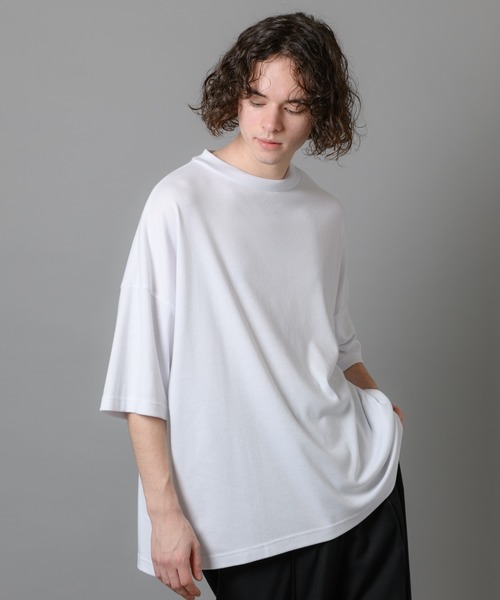 CASPER JOHN(キャスパージョン)の「Over Mocc-neck Big T-shirts/オーバーモックネックビッグTシャツ(Tシャツ/カットソー・メンズ・ホワイト/ブルー・マルチサイズ)」の5枚目の写真