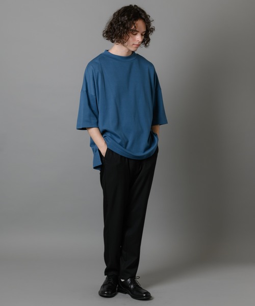 CASPER JOHN(キャスパージョン)の「Over Mocc-neck Big T-shirts/オーバーモックネックビッグTシャツ(Tシャツ/カットソー・メンズ・ホワイト/ブルー・マルチサイズ)」の6枚目の写真