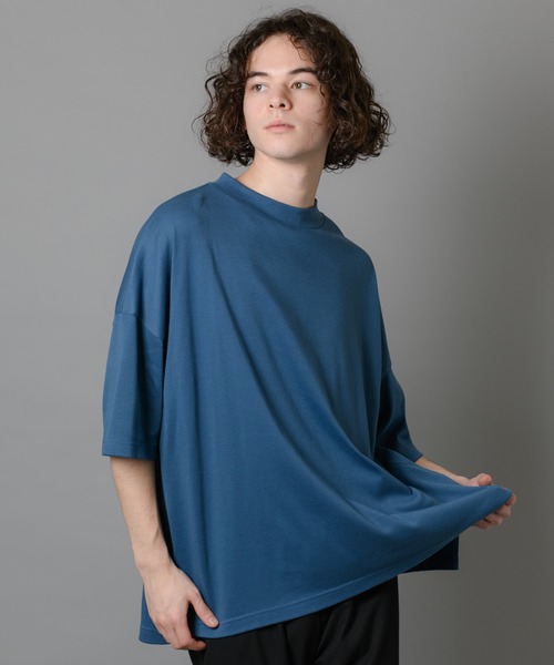 CASPER JOHN(キャスパージョン)の「Over Mocc-neck Big T-shirts/オーバーモックネックビッグTシャツ(Tシャツ/カットソー・メンズ・ホワイト/ブルー・マルチサイズ)」の7枚目の写真