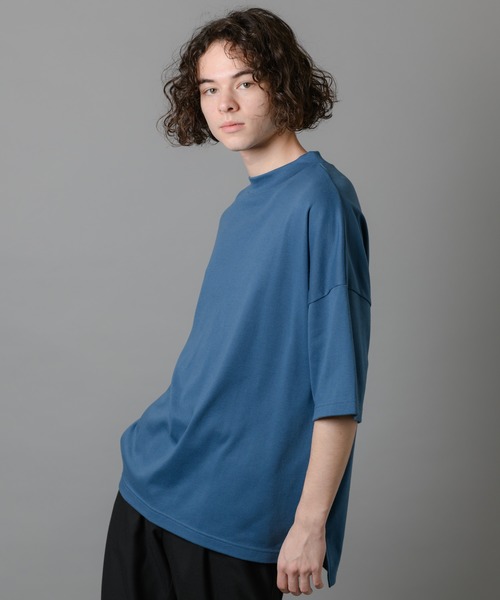 CASPER JOHN(キャスパージョン)の「Over Mocc-neck Big T-shirts/オーバーモックネックビッグTシャツ(Tシャツ/カットソー・メンズ・ホワイト/ブルー・マルチサイズ)」の8枚目の写真