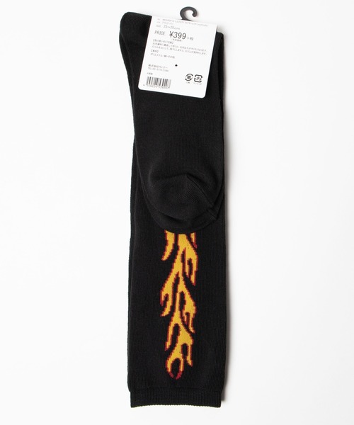 WEGO(ウィゴー)の「WEGO/ファイヤーパターンハイソックス(ソックス/靴下・レディース・ホワイト/ブラック・FREE)」の3枚目の写真