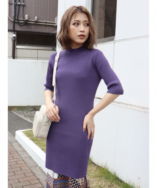 MURUA（ムルーア）の「フィットハーフミニワンピース（ワンピース・レディース・ブラック/パープル/カーキ/ベージュ・FREE）」の4枚目の写真