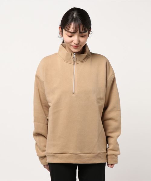 B.I.D.（ビーアイディー）の「《ISLAND PEAK》パイル裏起毛ハーフZIPハイネック（スウェット・レディース・ブラック/ベージュ/マルチ/杢グレー・MEDIUM/LARGE/X-LARGE）」の8枚目の写真