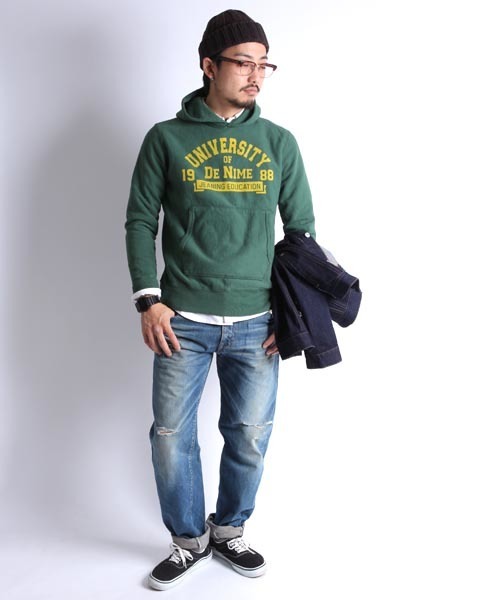 Denime（ドゥニーム）の「BASIC SWEAT PK UNIV（パーカー・メンズ・ネイビー/グレー/グリーン・MEDIUM/SMALL/LARGE）」の19枚目の写真