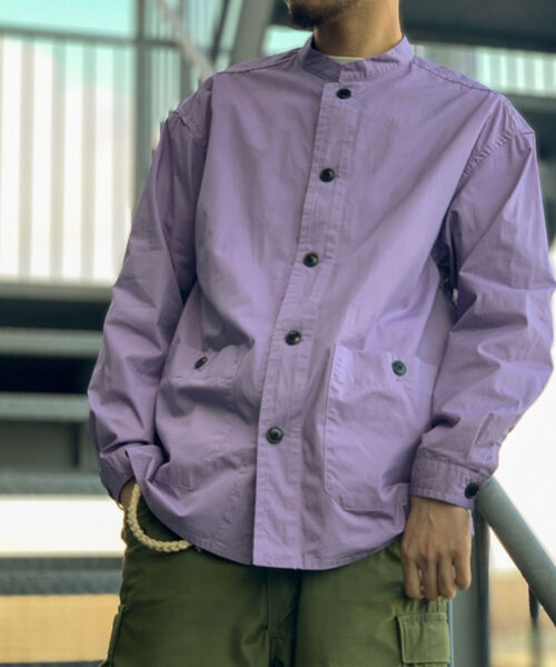 FREDY MAC（フレディーマック）の「【FREDYMAC SUNDAY TOOLS WEAR】バンドカラーシャツ／スタンドカラーカバーオール（シャツ/ブラウス・メンズ・ベージュ/ネイビー/パープル/オリーブ・M/L）」の4枚目の写真