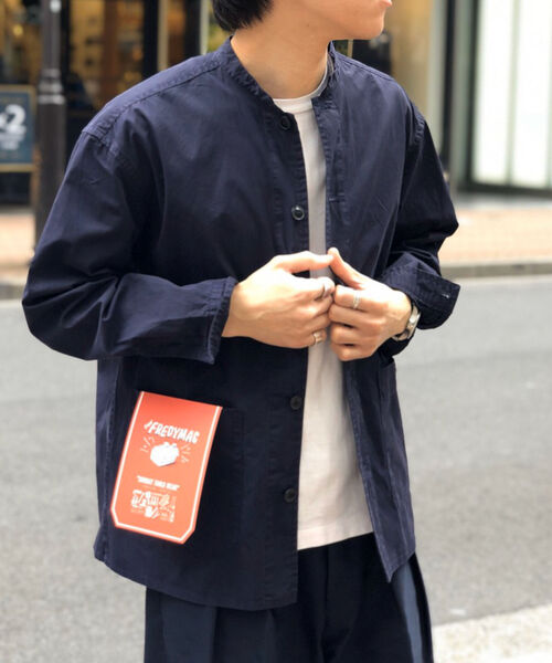 FREDY MAC（フレディーマック）の「【FREDYMAC SUNDAY TOOLS WEAR】バンドカラーシャツ／スタンドカラーカバーオール（シャツ/ブラウス・メンズ・ベージュ/ネイビー/パープル/オリーブ・M/L）」の3枚目の写真