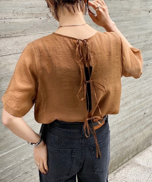 PAGEBOY（ページボーイ）の「バックリボンブラウス（シャツ/ブラウス・レディース・ブラック/ブラウン/オフホワイト・FREE）」の12枚目の写真