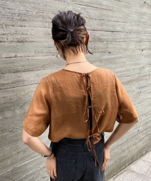 PAGEBOY（ページボーイ）の「バックリボンブラウス（シャツ/ブラウス・レディース・ブラック/ブラウン/オフホワイト・FREE）」の13枚目の写真