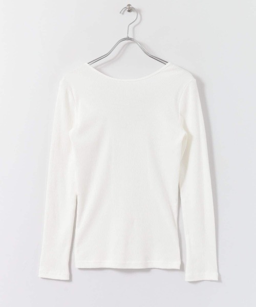 URBAN RESEARCH DOORS(アーバンリサーチドアーズ)の「2WAYテレコカットソー(Tシャツ/カットソー・レディース・ホワイト/モカ・ONE)」の2枚目の写真