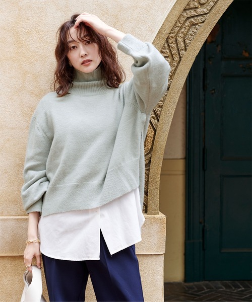 UR'S（ユアーズ）の「ｻｲﾄﾞｽﾘｯﾄﾀｰﾄﾙﾆｯﾄ（ニット/セーター・レディース・ブラック/グレー/ベージュ系その他/ライトベージュ/ブルー/ネイビー・S/M）」の19枚目の写真