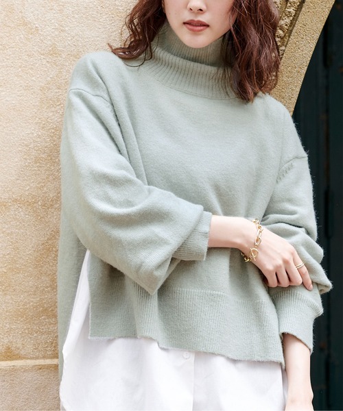 UR'S（ユアーズ）の「ｻｲﾄﾞｽﾘｯﾄﾀｰﾄﾙﾆｯﾄ（ニット/セーター・レディース・ブラック/グレー/ベージュ系その他/ライトベージュ/ブルー/ネイビー・S/M）」の20枚目の写真