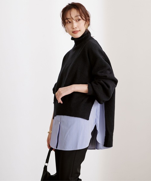 UR'S（ユアーズ）の「ｻｲﾄﾞｽﾘｯﾄﾀｰﾄﾙﾆｯﾄ（ニット/セーター・レディース・ブラック/グレー/ベージュ系その他/ライトベージュ/ブルー/ネイビー・S/M）」の16枚目の写真