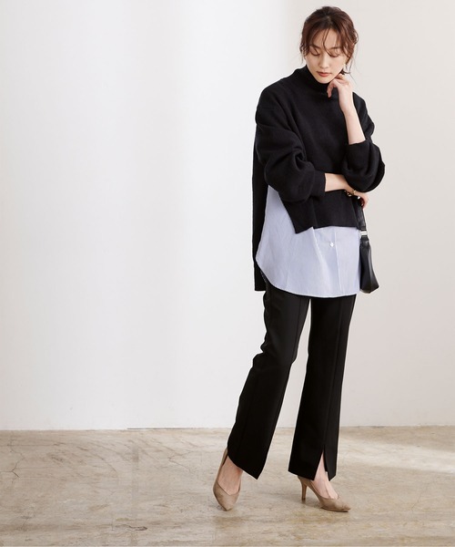 UR'S（ユアーズ）の「ｻｲﾄﾞｽﾘｯﾄﾀｰﾄﾙﾆｯﾄ（ニット/セーター・レディース・ブラック/グレー/ベージュ系その他/ライトベージュ/ブルー/ネイビー・S/M）」の17枚目の写真