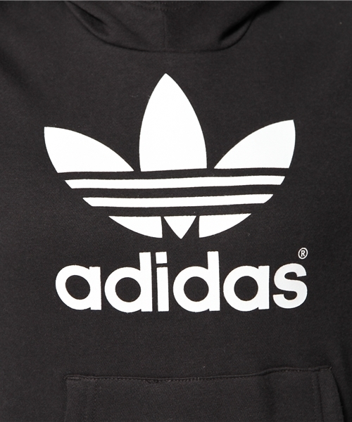 adidas Originals（アディダスオリジナルス）の「ウィメンズ アディダス オリジナルス ロゴ パーカ adidas Originals TREFOIL HOODIE W（パーカー・レディース・ブラック/グレー・MEDIUM/SMALL）」の9枚目の写真