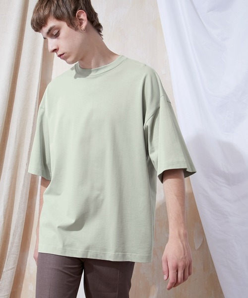 EMMA CLOTHES(エマクローズ)の「シルケットライク天竺 オーバーサイズS/Sカットソー 無地T トップス Tシャツ MERCERIZATION COTTON OVERSIZED SS TEE - EMMA CLOTHES-(Tシャツ/カットソー・メンズ・ホワイト/ブラック/グレー系その他/グリーン系その他/ブルー系その他/パープル系その他/ライトベージュ/グレー系その他2・S/M/L)」の6枚目の写真
